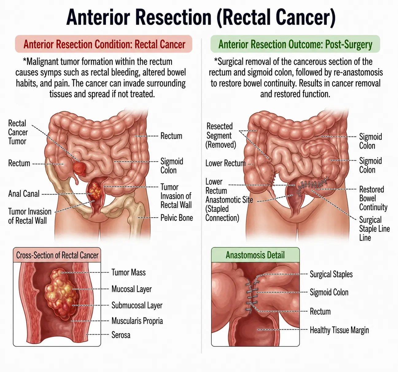 Anterior Resection (Rectal Cancer) — anatomy diagram
